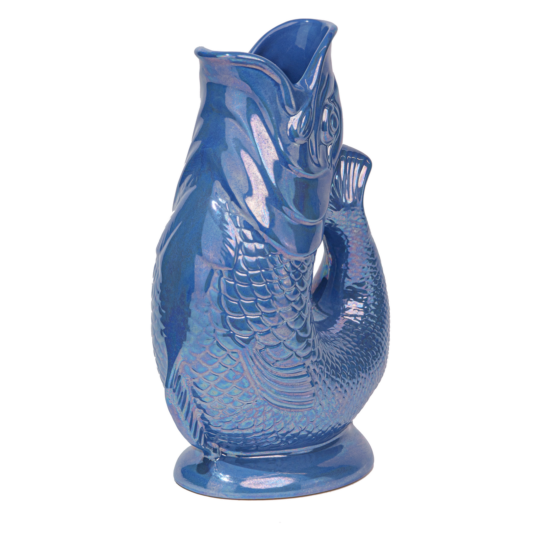 Authentic GlouGlou Fish Carafe | Gluggle Jug | Iridescent Navy Blue