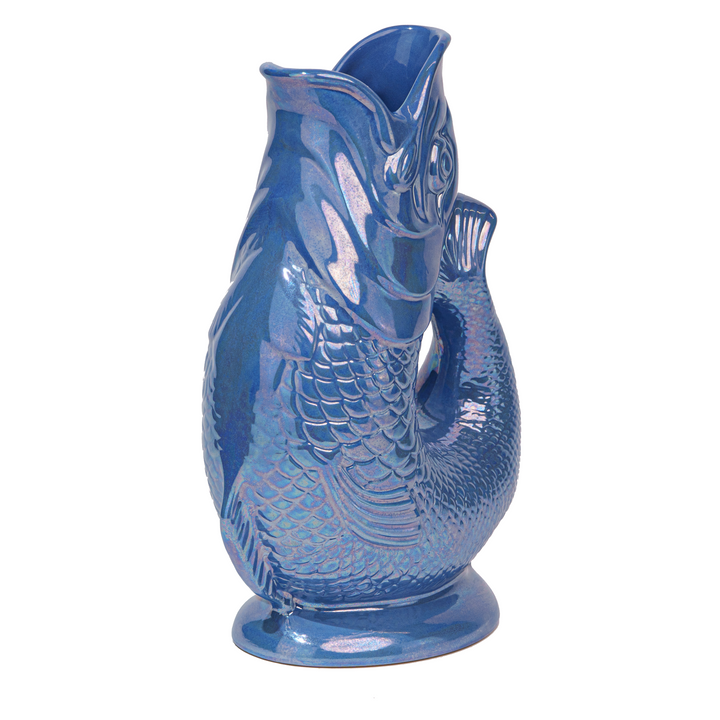 Authentic GlouGlou Fish Carafe | Gluggle Jug | Iridescent Navy Blue