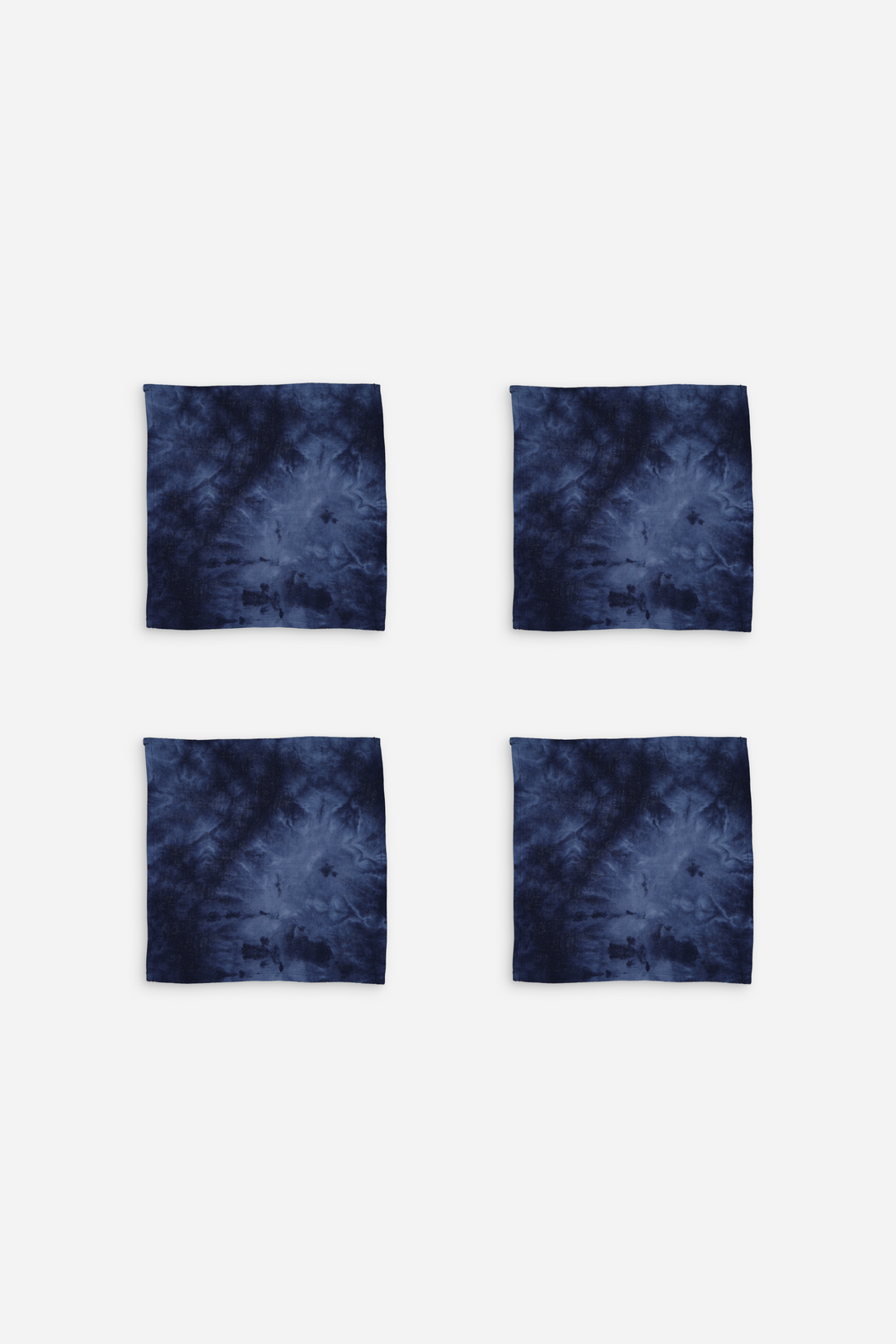 Set of 4 navy blue tie-dye cotton napkins