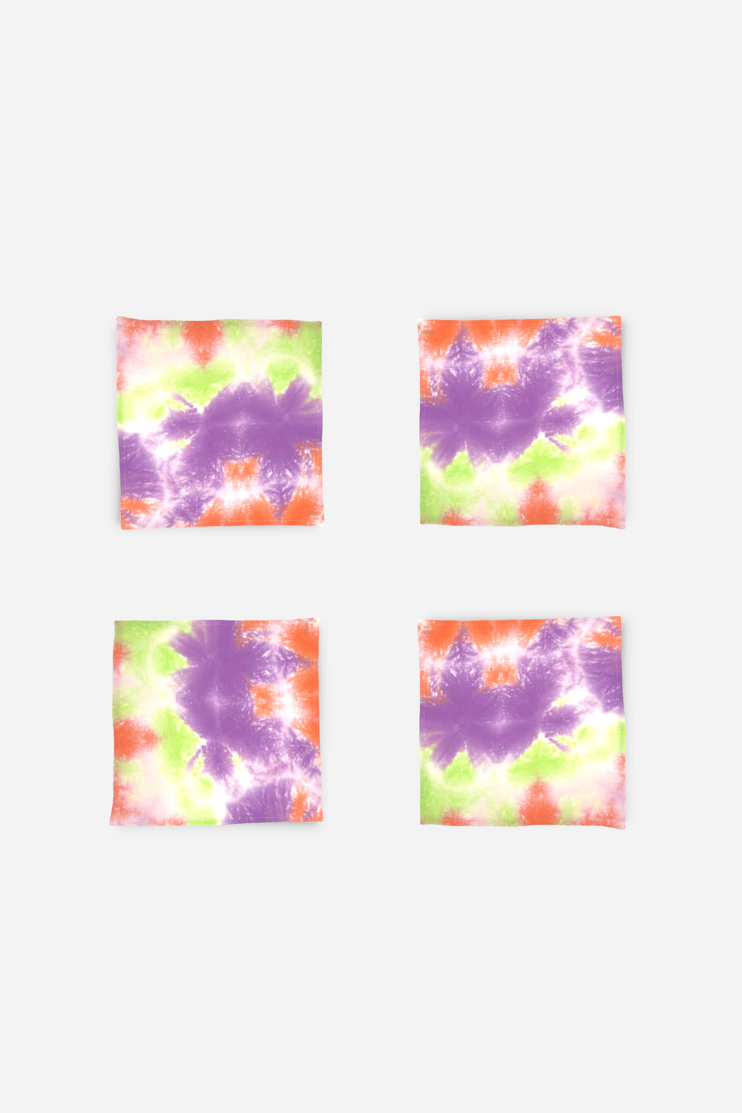 Set of 4 orange and green tie-dye napkins - Apricot