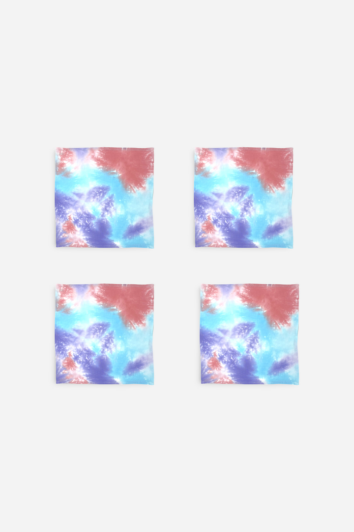 Lot de 4 serviettes de table tie and dye mauve et bleu - Prune