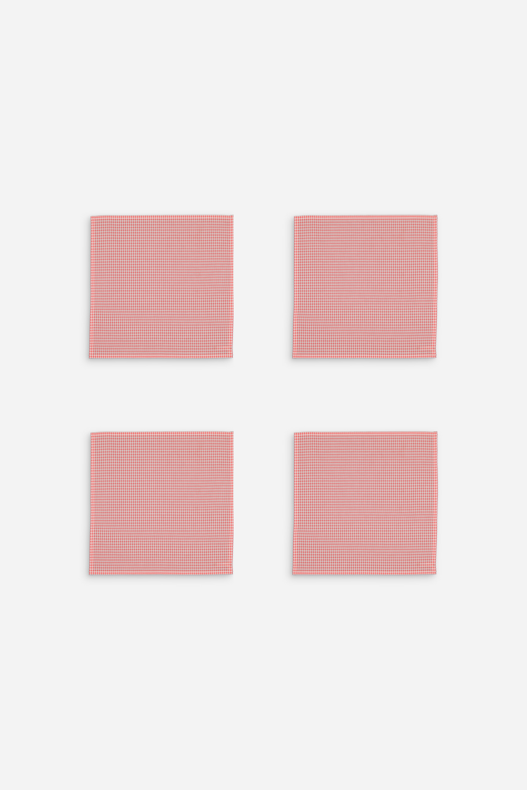 Set of 4 small coral gingham dinner napkins