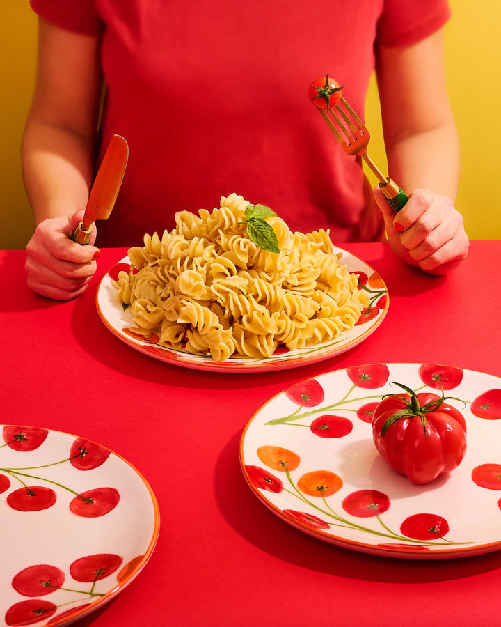 Large Tomato Dinner Plate (Red Trim) (Set of 2)