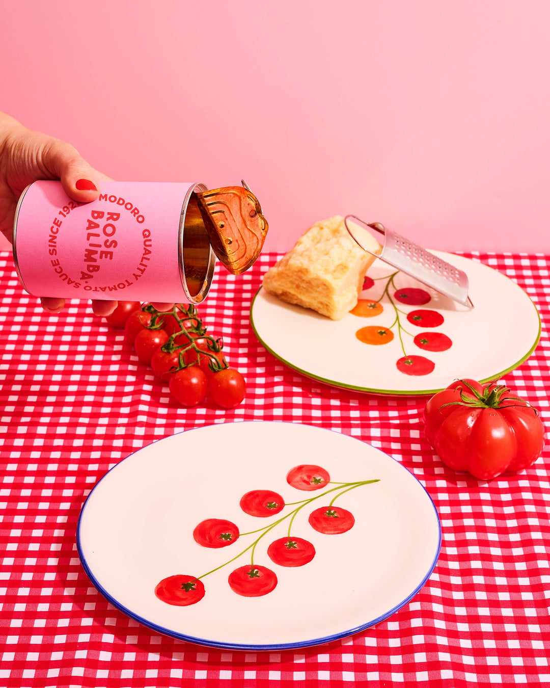 Petite assiette petites tomates & liseret bleu (Set de 2)
