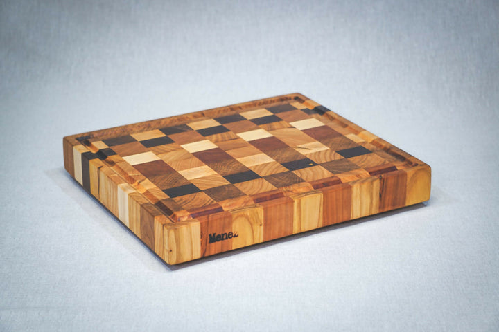 Menez Chopping Block – Solid Wood Checkerboard Kitchen Chopping Block made in France by PLANC’H