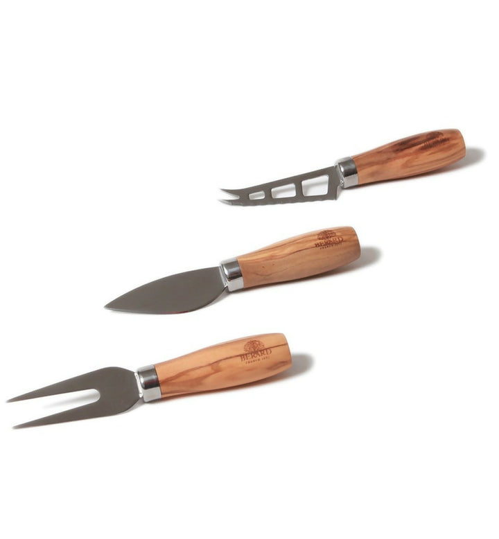 Lot de 3 ustensiles à fromage en olivier Couteaux à fromages Bérard France