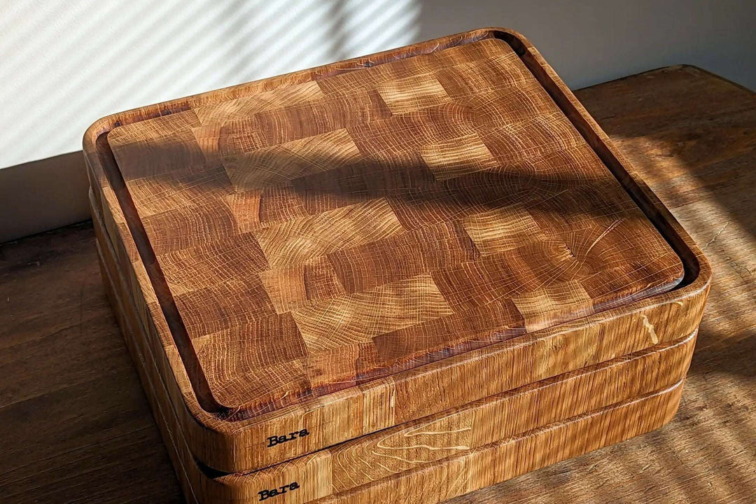Billot de cuisine artisanal en bois de bout – BARA en chêne français massif