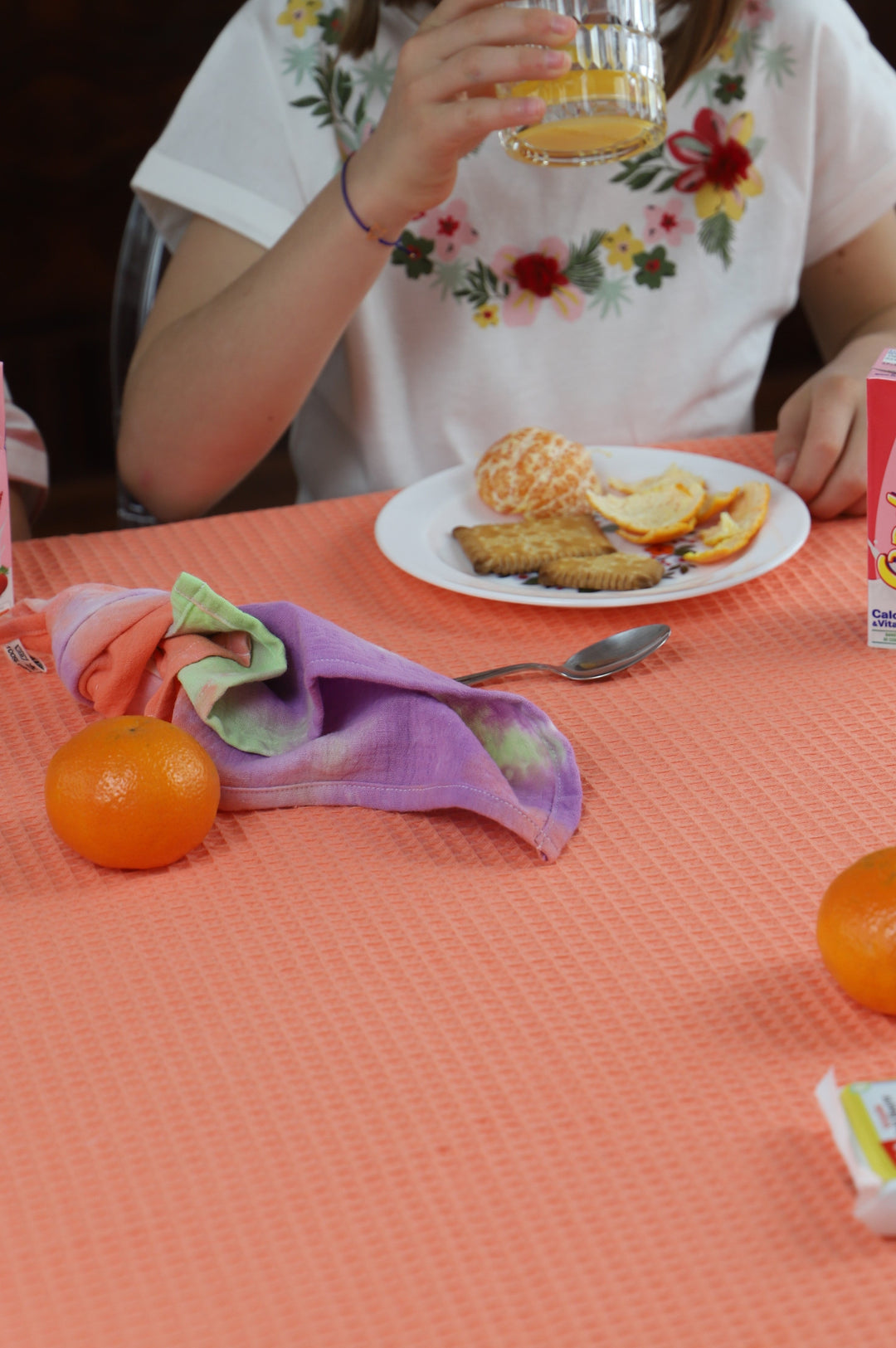 Nappe orange unie - Orange gaufrée Nappes Maryne Guyot créations