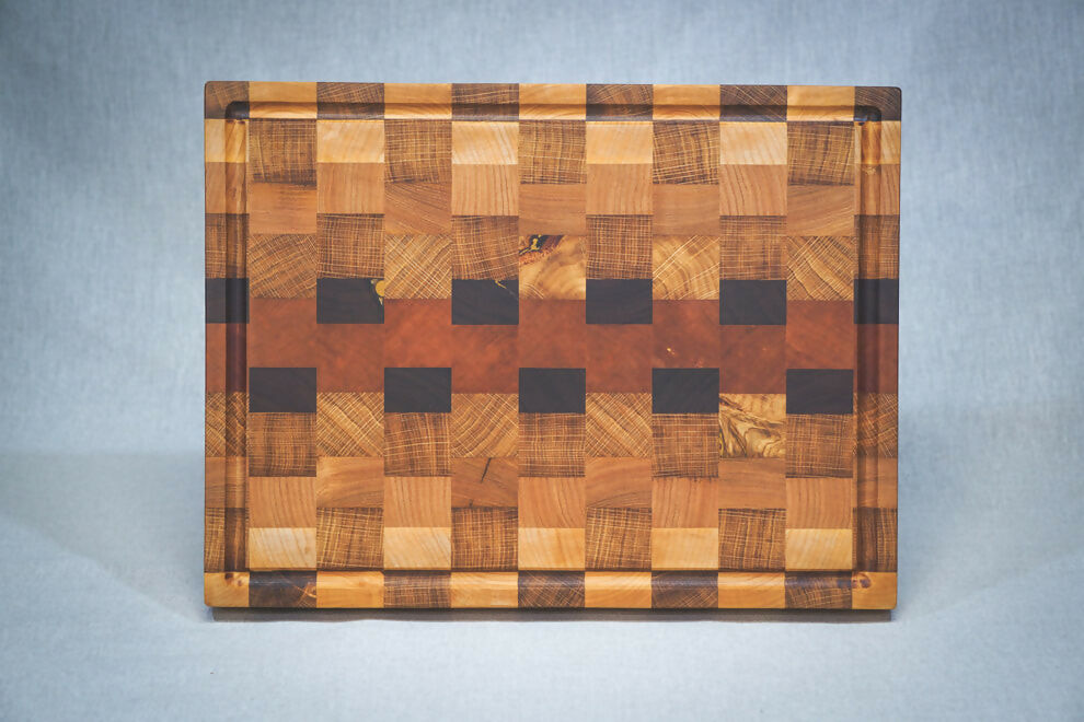 Menez Chopping Block – Solid Wood Checkerboard Kitchen Chopping Block made in France by PLANC’H