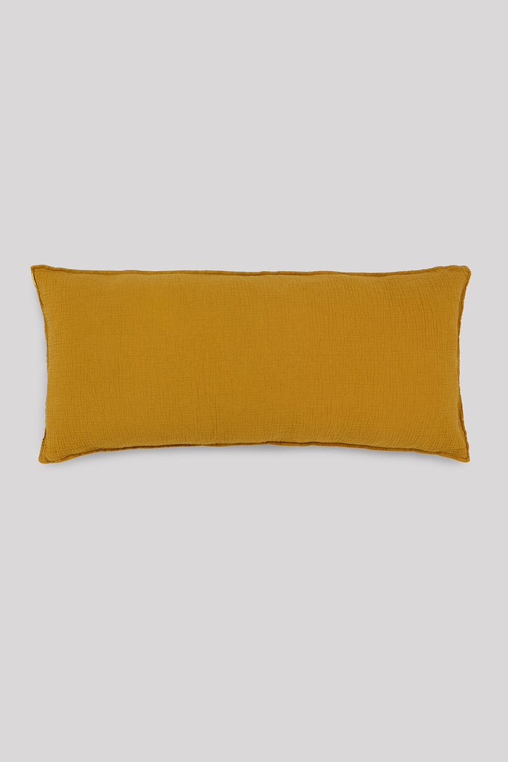 Large removable cushion in saffron yellow double cotton gauze 45x90cm