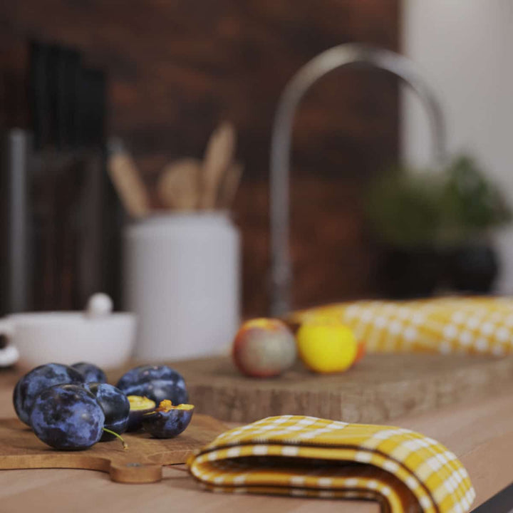 Lot de serviettes de table carreaux vichy normand jaune NELLY Serviettes de table Linandelle