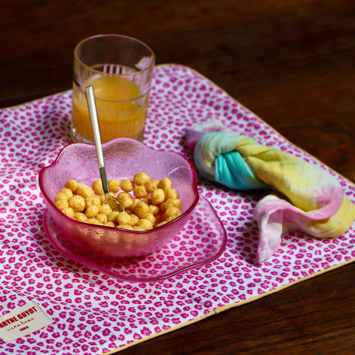 Reversible placemat with Graou and pink tie-dye pattern - Graou Pink - Set of 2
