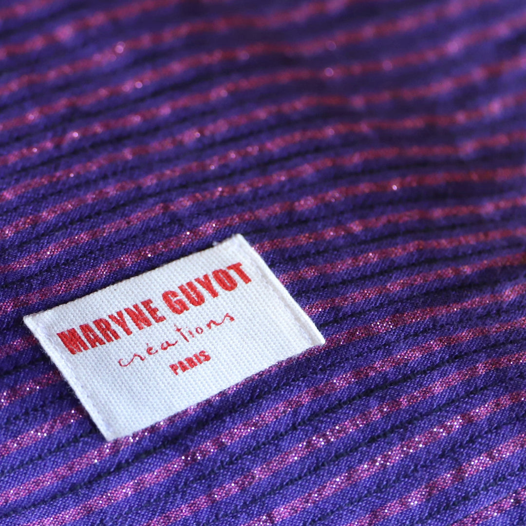 Nappe violette à rayure noire et rose brillant - Jacinthe Nappes Maryne Guyot créations