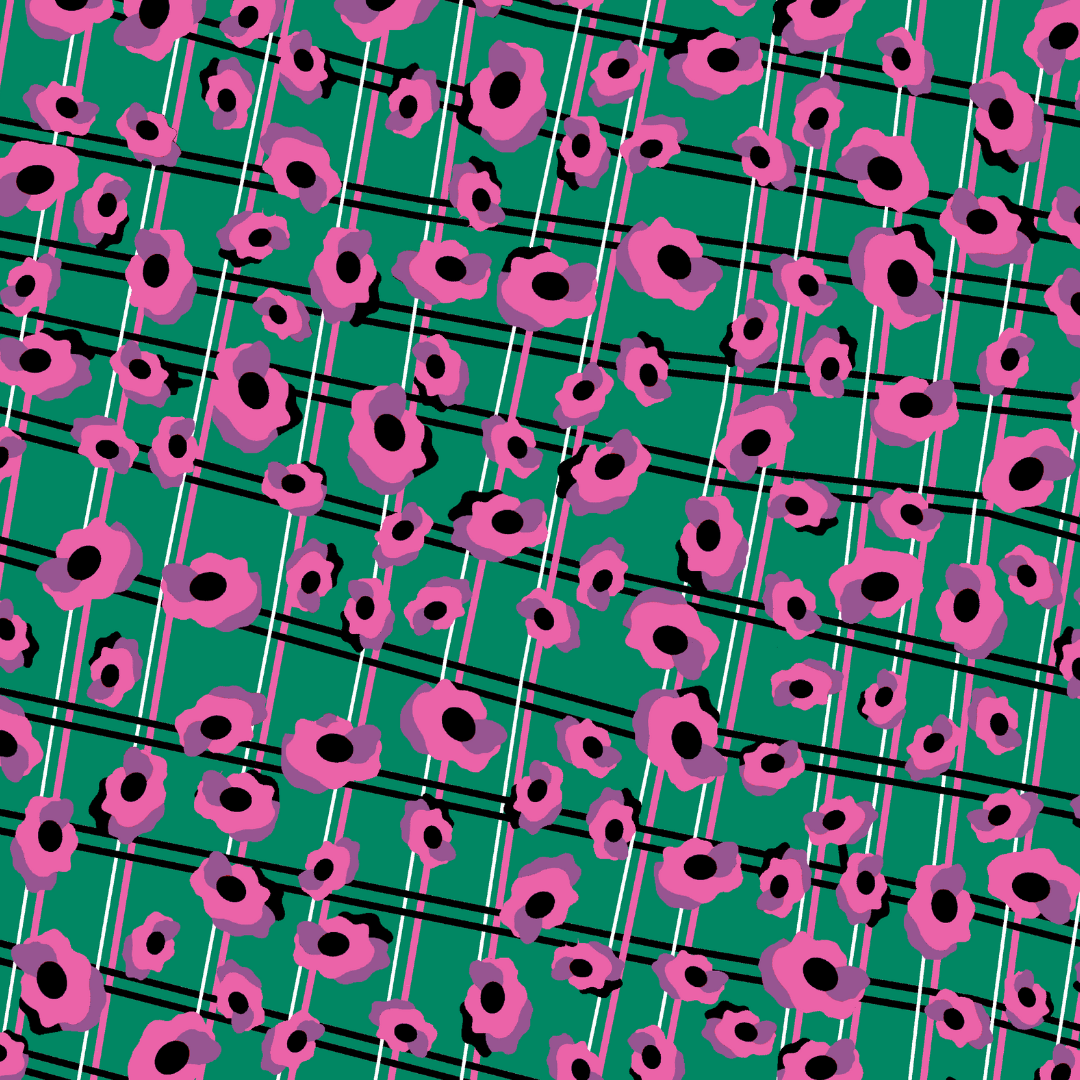 Nappe verte motifs fleurs et carreaux - Violette Nappes Maryne Guyot créations