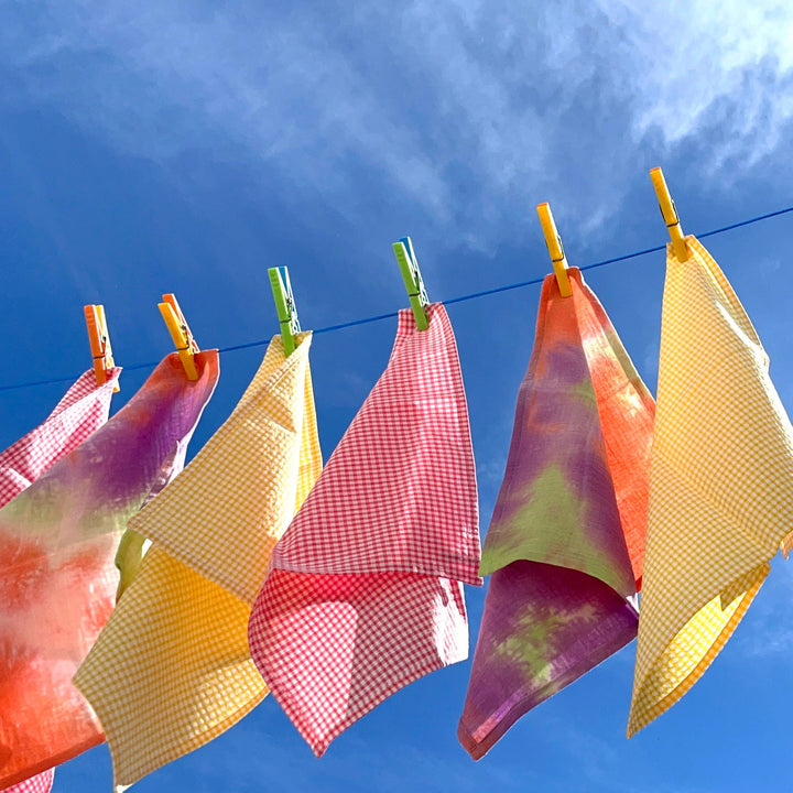 Set of 12 mixed color gingham napkins 
