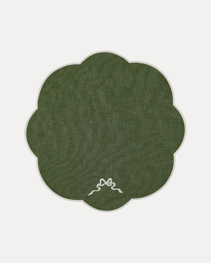 Placemat Bow, Green and white