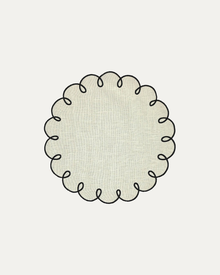 Set de table Lisboa, Beige et feston noir