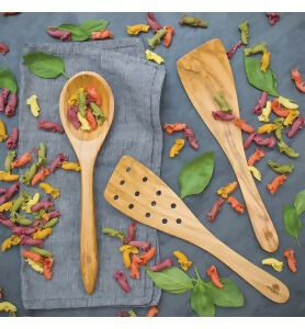 Spatule large galbée en olivier verni Spatules Bérard France