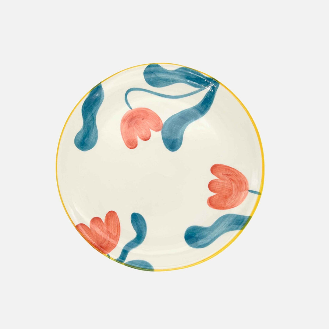 Grande assiette à diner Tulipe (liseret jaune) (Set de 2)