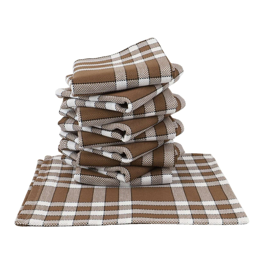 Lot de serviettes de table carreaux vichy normand marron NELLY Serviettes de table Linandelle