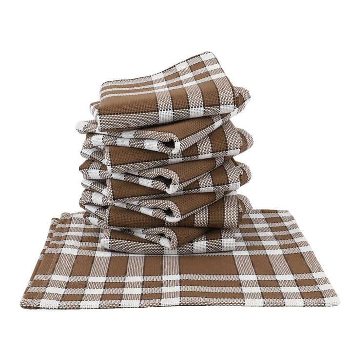 Lot de serviettes de table carreaux vichy normand marron NELLY Serviettes de table Linandelle
