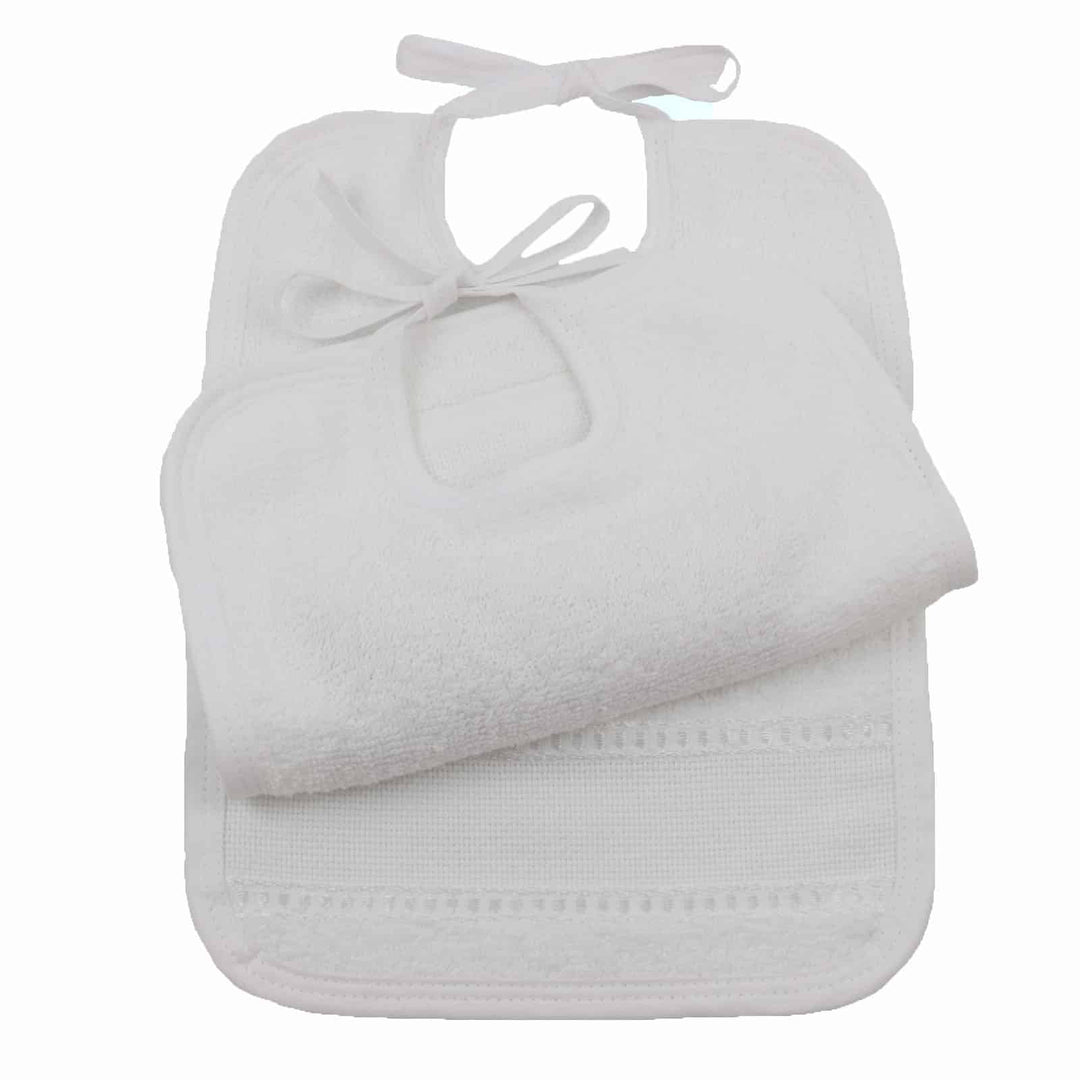Lot de 2 bavoirs à liens avec toile aïda BAIDA Bavoirs Linandelle