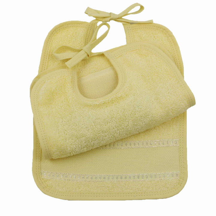 Lot de 2 bavoirs à liens avec toile aïda BAIDA Bavoirs Linandelle