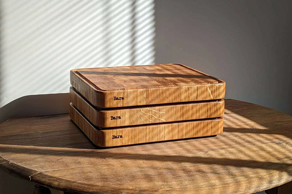 Billot de cuisine artisanal en bois de bout – BARA en chêne français massif