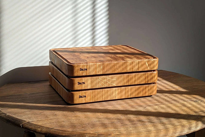 Billot de cuisine artisanal en bois de bout – BARA en chêne français massif