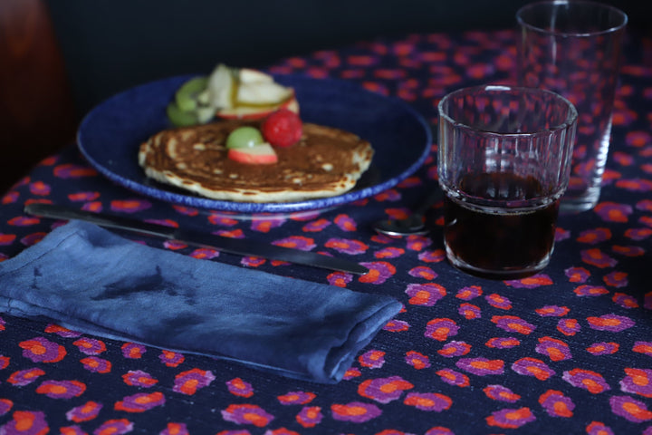 Set of 4 navy blue tie-dye cotton napkins