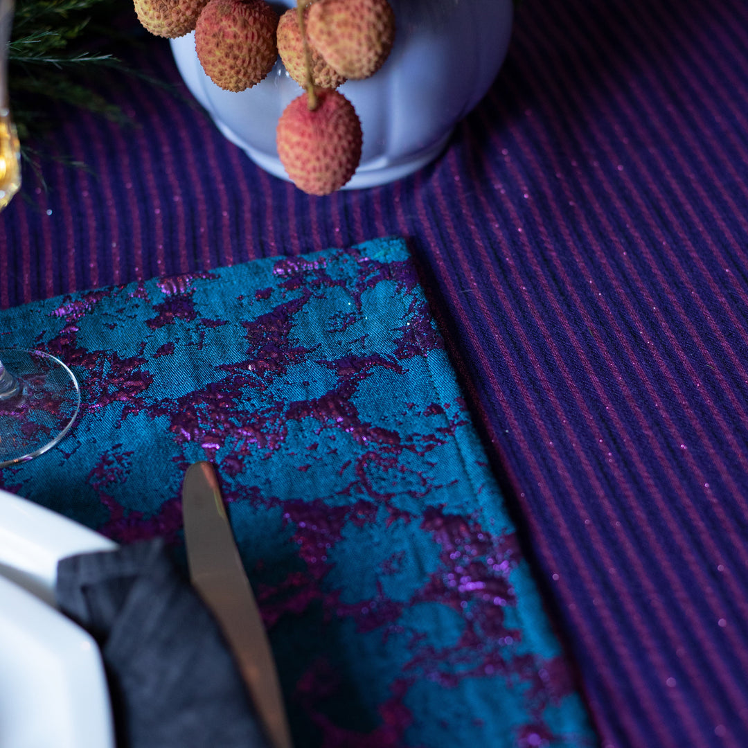 Set de table motif fleuri bleu électrique et violet Cosmic Bleu - Lot de 2