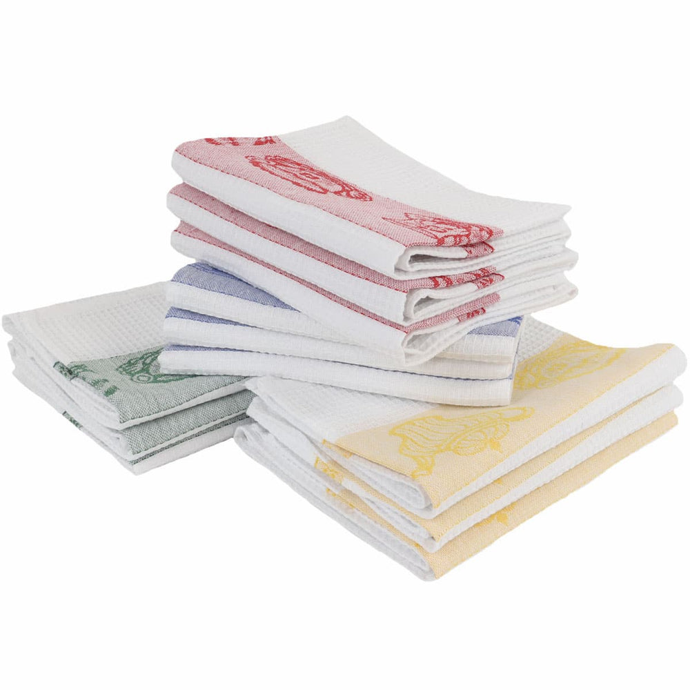 Lot de 12 torchons coton nid d'abeille jacquard REBECCA - Made in Portugal Torchons et essuis-mains Linandelle