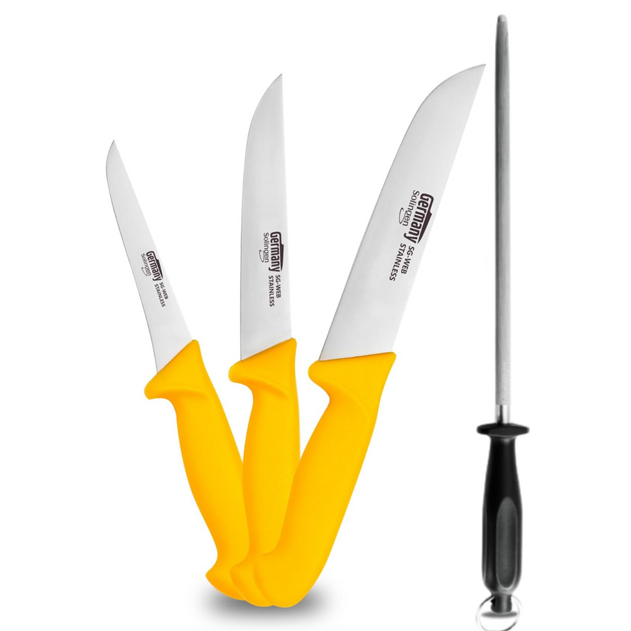 Set de couteaux à viande 4 pièces avec fusil à aiguiser Couteaux à viande Solingen Germany