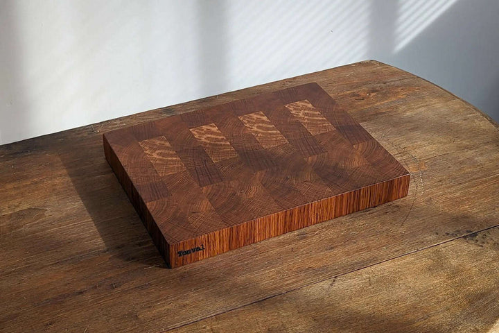 Billot de cuisine artisanal TENVAL en bois massif – Billot damier made in France