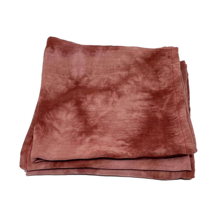 Lot de 4 serviettes tie and dye rouille en coton