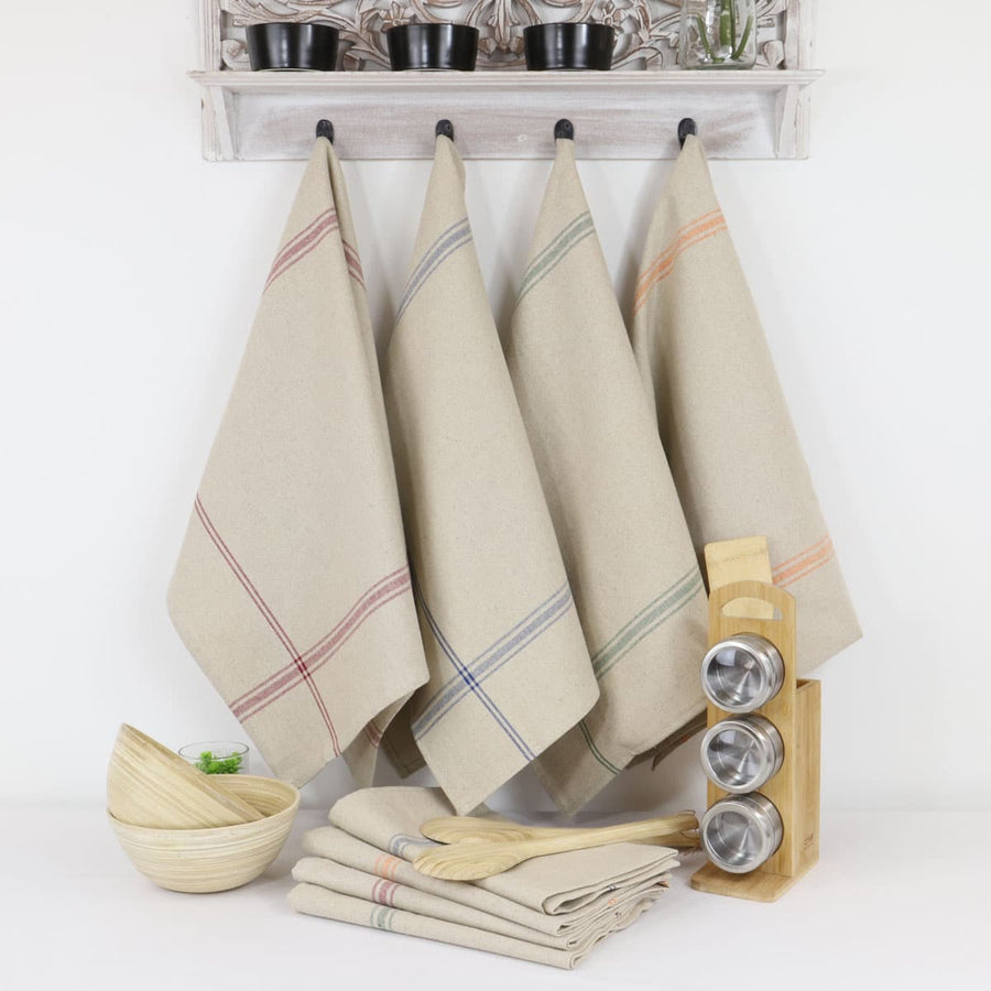 Lot de 12 torchons de cuisine pur Lin NORMANDIE Maniques - Gants de cuisine Linandelle
