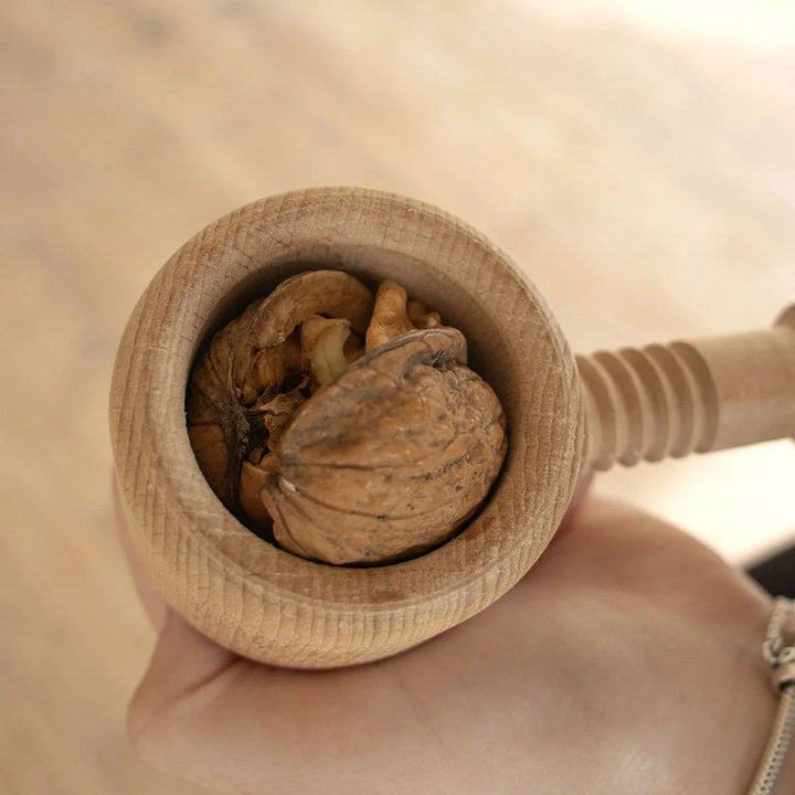 Professional Kitchen Styling: Beech Wood Walnut Grinder and Lemon Slicer Displayed on Rustic Countertop